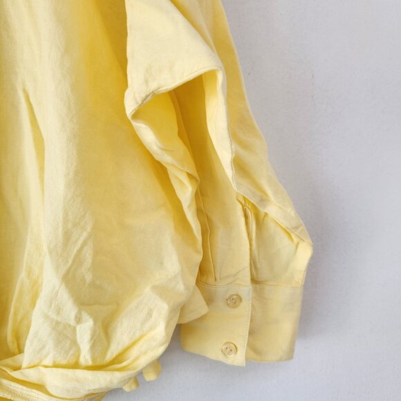 YFB Young Fabulous & Broke Linen Blend Butter Yellow Blouse Top Shirt Women's M - Picture 3 of 5